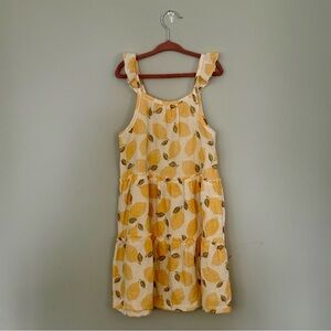 Rabbit & Bear Organic Lemon Print Cotton Gauze Dress Size 7